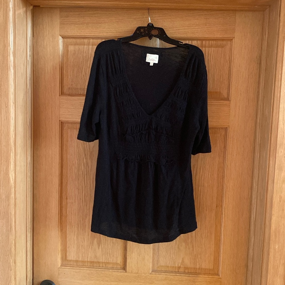 Deletta top from Anthropologie in black